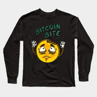Bitcoin Bite Cryptocurrency Retro Cartoon Coin Long Sleeve T-Shirt